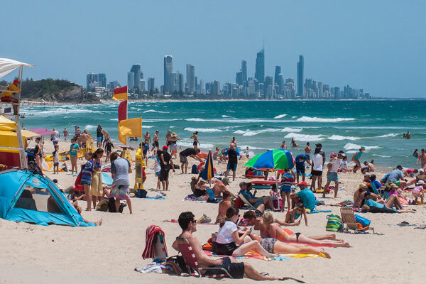 Looking towards Surfers Paradise from Coolangatta beach